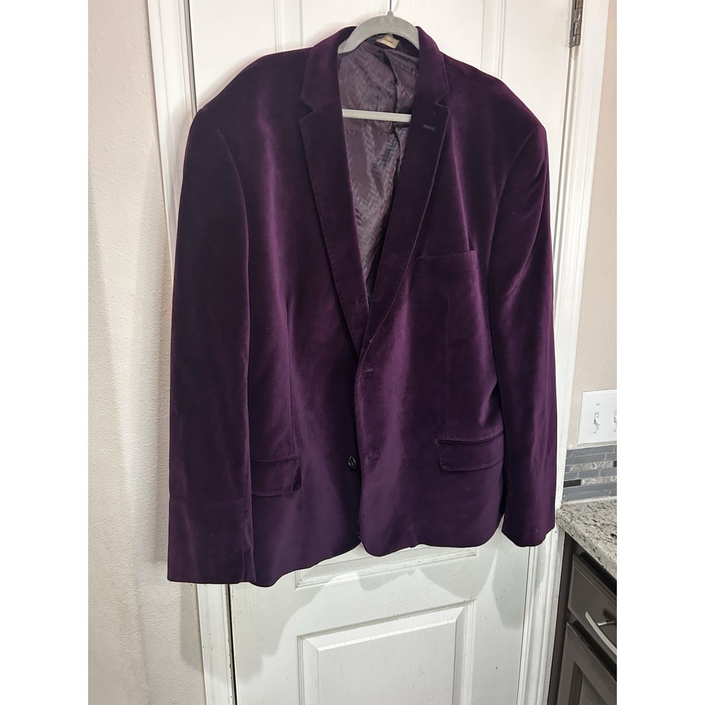 Camiloni Italia 54L Eggplant Purple 100% Cotton Velvet Blazer Jacket Sport Coat